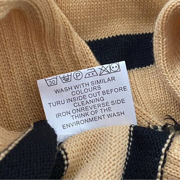 No Brand ribbed striped,bell sleeve cotton knit oversized turtleneck sweater S - Picture 7 of 7